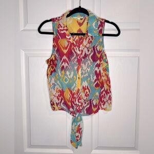 Chord Women’s sleeveless tie front top - Multicolored - Size Medium